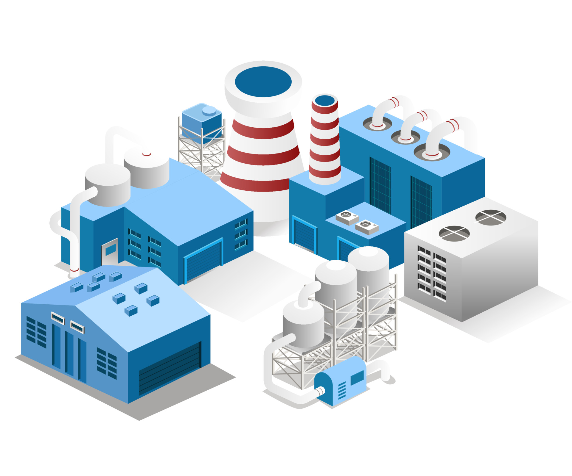 Isometric flat illustration concept. factory industrial building location